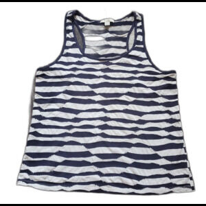 XXI Forever 21 Tank Top Women Large Geometric White Striped Made In USA